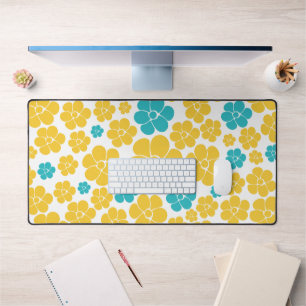 Bloempatroon - Turquoise en Yellow Bureaumat