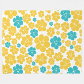 Bloempatroon - Turquoise en Yellow Fleece Deken (Voorkant (Horizontaal))