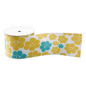 Bloempatroon - Turquoise en Yellow Grosgrain Lint (Spoel)