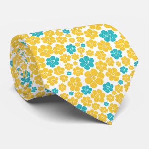 Bloempatroon - Turquoise en Yellow Stropdas