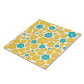 Bloempatroon - Turquoise en Yellow Tegeltje (Zijkant)