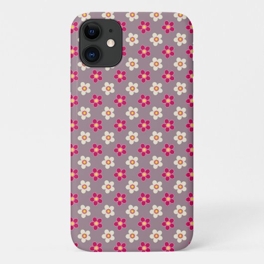 Bloempatroon van karmozijnrode en witte bloemen op Case-Mate iPhone case (Achterkant)
