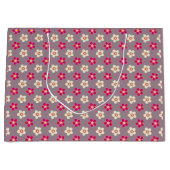 Bloempatroon van karmozijnrode en witte bloemen op groot cadeauzakje (Voorkant)