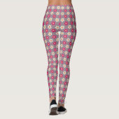 Bloempatroon van karmozijnrode en witte bloemen op leggings (Achterkant)
