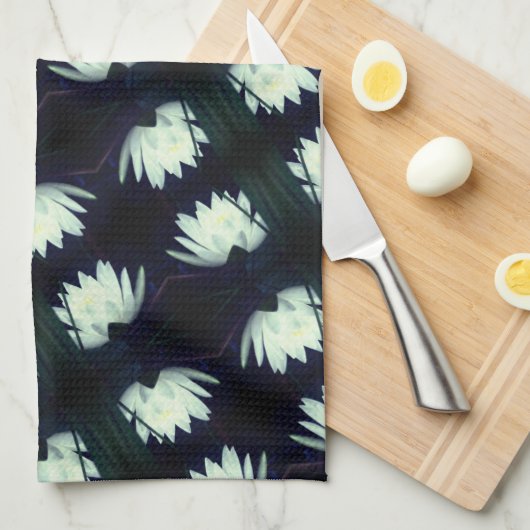 Bloempatroon van Lotus Water Lily Theedoek (Quarter Fold)