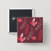 Bloempatroon. Vierkante Button 5,1 Cm (Voorkant /achterkant)