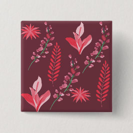 Bloempatroon. Vierkante Button 5,1 Cm