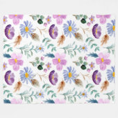  bloempatroon voor slaapkamerdecor paars fleece deken (Voorkant (Horizontaal))