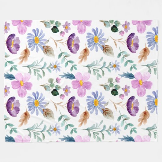  bloempatroon voor slaapkamerdecor paars fleece deken (Voorkant (Horizontaal))