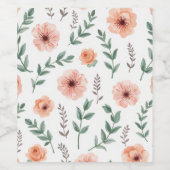 Bloempatroon Wijnfles Etiket (Enkel label)