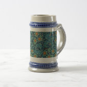 Bloempatroon William Morris Rood Geel Blauw Groen Bierpul (Voorkant rechts)