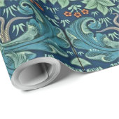 Bloempatroon William Morris Rood Geel Blauw Groen Cadeaupapier (Rol Hoek)