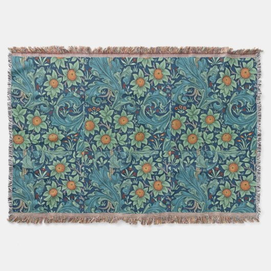 Bloempatroon William Morris Rood Geel Blauw Groen Deken (Voorkant)