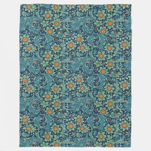 Bloempatroon William Morris Rood Geel Blauw Groen Fleece Deken (Voorkant)
