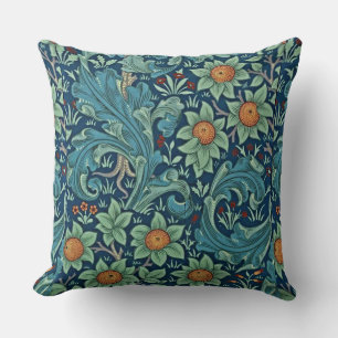 Bloempatroon William Morris Rood Geel Blauw Groen Kussen