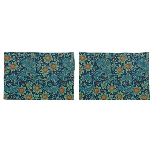 Bloempatroon William Morris Rood Geel Blauw Groen Kussensloop (Achterkant-Set)