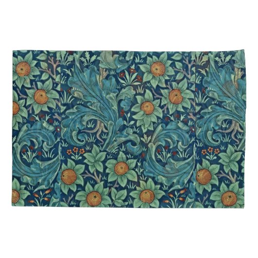 Bloempatroon William Morris Rood Geel Blauw Groen Kussensloop (Achterkant-Links)