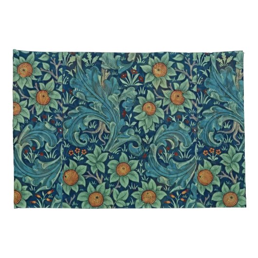 Bloempatroon William Morris Rood Geel Blauw Groen Kussensloop (Achterkant-Rechts)