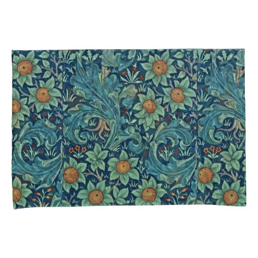 Bloempatroon William Morris Rood Geel Blauw Groen Kussensloop (Voorkant-Rechts)