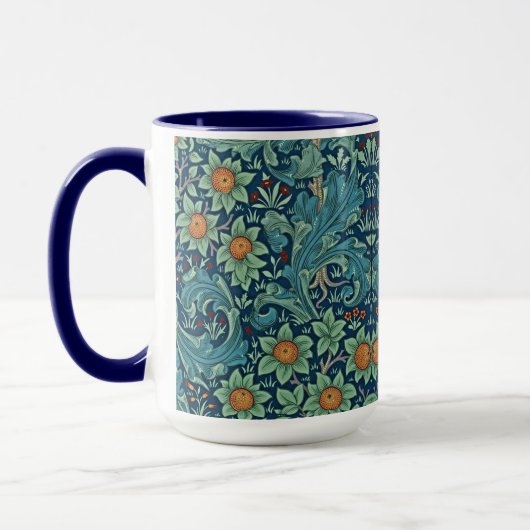 Bloempatroon William Morris Rood Geel Blauw Groen Mok (Links)