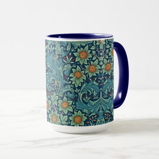 Bloempatroon William Morris Rood Geel Blauw Groen Mok (Voorkant rechts)