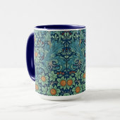 Bloempatroon William Morris Rood Geel Blauw Groen Mok (Voorkant links)