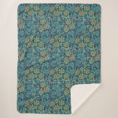 Bloempatroon William Morris Rood Geel Blauw Groen Sherpa Deken (Voorkant)