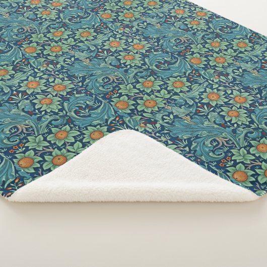 Bloempatroon William Morris Rood Geel Blauw Groen Sherpa Deken (3/4)