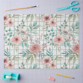 Bloempatroon Zacht Roze en Perzik Flower Elegant Tissuepapier