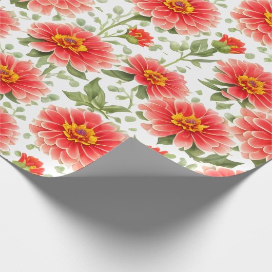 Bloempatroon Zinnia Bloemen Cadeaupapier (Hoek)