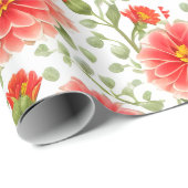 Bloempatroon Zinnia Bloemen Cadeaupapier (Rol Hoek)