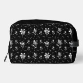 Bloempatroon Zwart en Zilver Naam Toilettas Toilettasje (Achterkant)