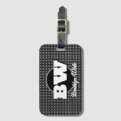 Bloempatroon Zwart&Wit Gepersonaliseerd Bagagelabel (Voorkant (verticaal))