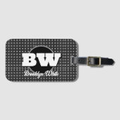 Bloempatroon Zwart&Wit Gepersonaliseerd Bagagelabel (Voorkant (horizontaal))