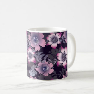 Bloempatroon Zwarte achtergrond Botanisch Plant Koffiemok