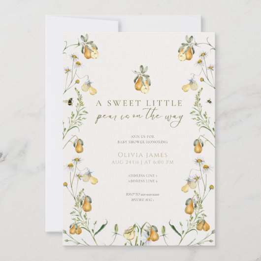 Bloempeer baby shower kaart (Voorkant)