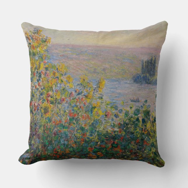 Bloemperken bij Vétheuil, Impressionistisch Landsc Kussen (Voorkant)
