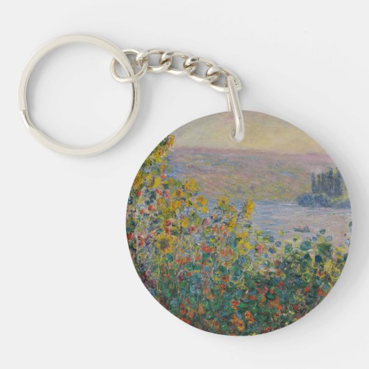 Bloemperken bij Vétheuil, Impressionistisch Landsc Sleutelhanger (Voorkant)