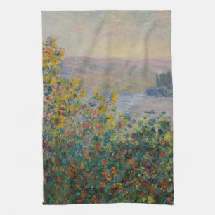 Bloemperken bij Vétheuil, Impressionistisch Landsc Theedoek