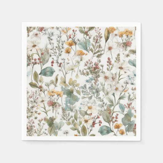 Bloempersen Bloemen Waterverf Servet (Voorkant)