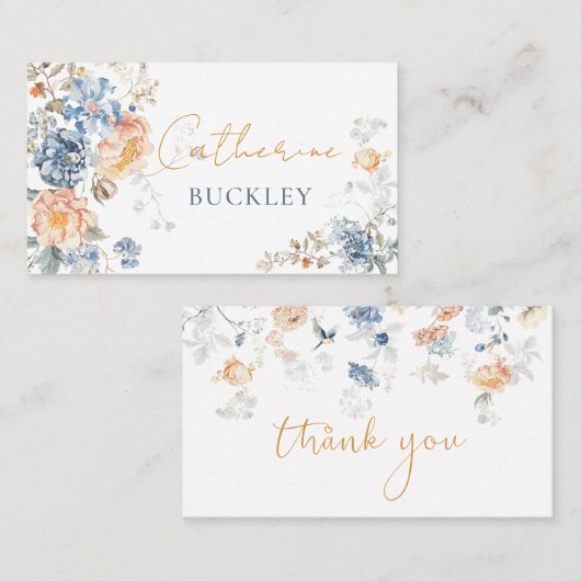 Bloemperzik Blush Blue Plaatskaartje (Voorkant / Achterkant)