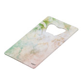 *~* Bloemperzik Roze Glitter Waterverf Celestial Creditkaart Flessenopener (Voorkant Gekanteld)