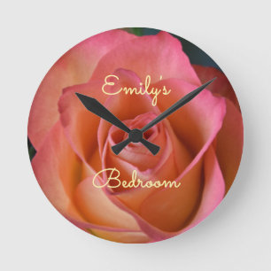 Bloemperzik Roze Rose Wall Clock Ronde Klok