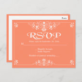 Bloemperzik Sinaasappel RSVP Wedding Party Respons Uitnodiging Briefkaart (Voorkant / Achterkant)