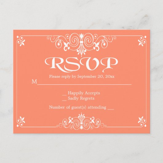 Bloemperzik Sinaasappel RSVP Wedding Party Respons Uitnodiging Briefkaart (Voorkant)