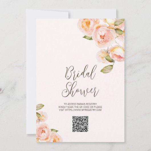 Bloemperzikbloemblaadjes Prosecco QR Code Vrijgeze Kaart (Achterkant)