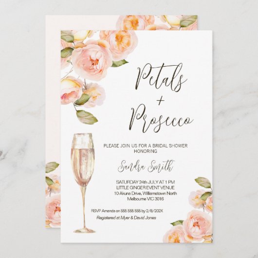 Bloemperzikbloemblaadjes Prosecco QR Code Vrijgeze Kaart (Voorkant / Achterkant)