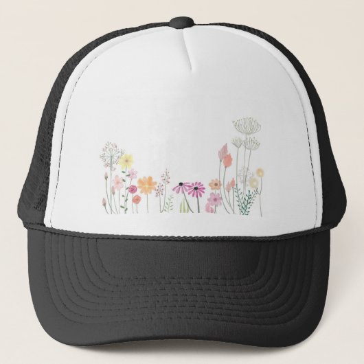Bloempetals Spring Floral Artwork Pastel Summer. Trucker Pet (Voorkant)