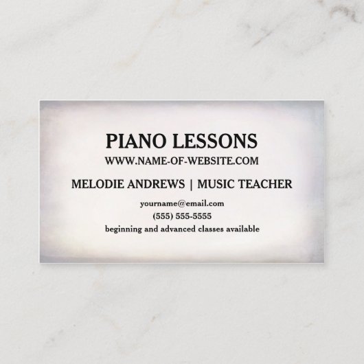 Bloempianodocent Blad van Muziek Visitekaartje (Achterkant)