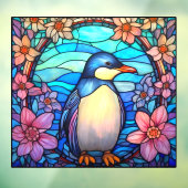 Bloempinguïn Vogel Kleurrijke Faux Glas in lood Raamsticker (Vel 3)